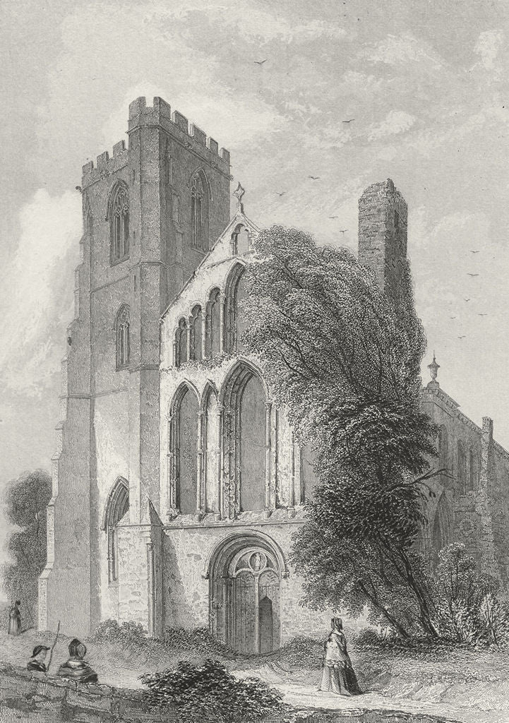 WALES. Llandaff Cathedral 1850 old antique vintage print picture
